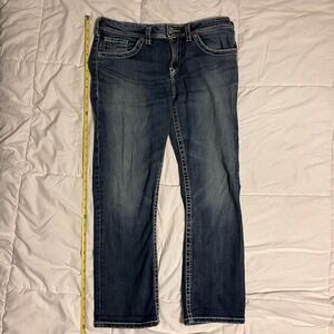 Silver Women's Natsuki Capri Jeans 32W Thick Stitching Blue Wash